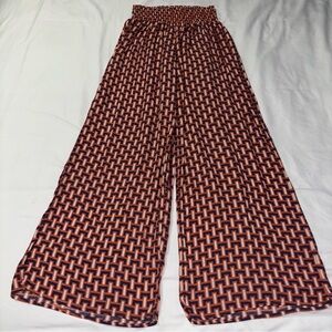 NWOT One 5 One Margery Wide Leg Geometric Print Pull On Lightweight Pants Large